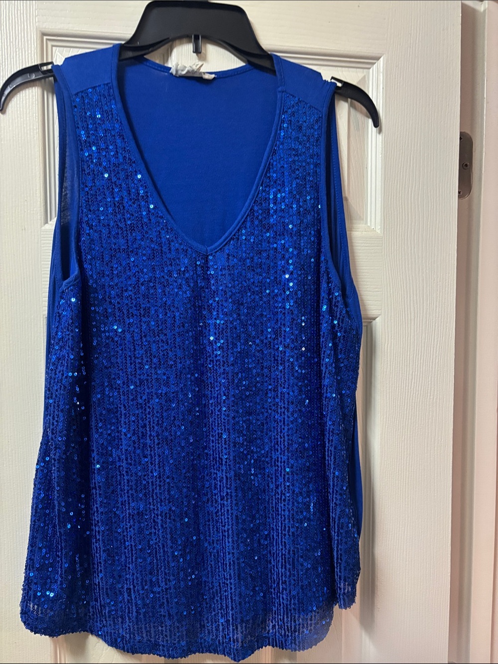 Urban Diction Royal Blue Sequin Sleeveless V-Neck Top